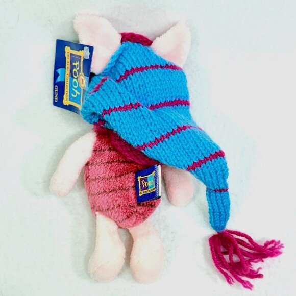 Piglet Plush Toy With Knit Elf Hat By Gund For Disney - Swing/Tush Tags Intact - Picture 3 of 12
